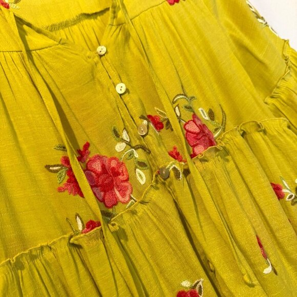 Figueroa & Flower Floral‎ Embroidered Peasant Blouse L Boho Cottagecore Fairy - Picture 5 of 5